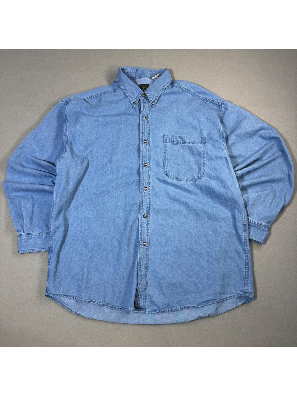 Vintage 90s Doritos Embroidered Denim Button Up Shirt XL Promo Snack Logo